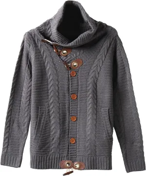 Men's Button Knitted Sweater Jacket Slim Fit Button Down Knits Jackets Casual Stand Collar Knit Cardigan