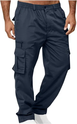 Men's Cargo Pants Multi Pockets Straight Barrel Work Pants Outdoor Fitness Bodybuilding Trousers Baggy Hiking Pants