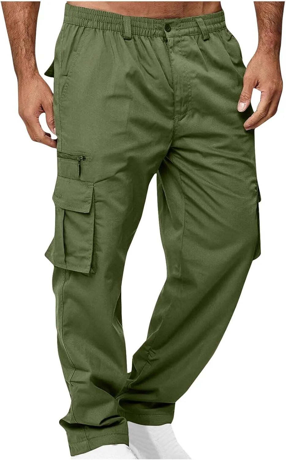 Men's Cargo Pants Multi Pockets Straight Barrel Work Pants Outdoor Fitness Bodybuilding Trousers Baggy Hiking Pants