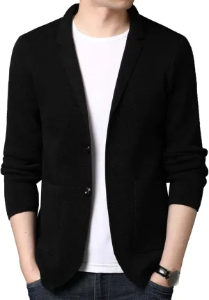 Men's Casual Knitted Cardigan Classic Button Down Male Knits Jacket Slim Fit Pockets Knit Sweater Coat