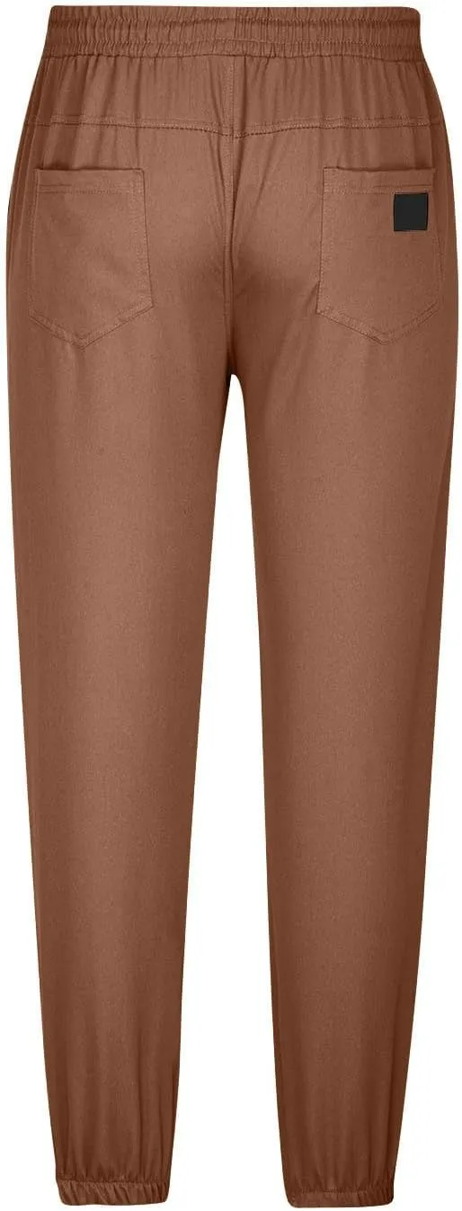 Mens Casual Pants Elastic Waist Loose Fit Cinch Bottom Trousers Plus Size Stretch Drawstring Active Pants with Pocket