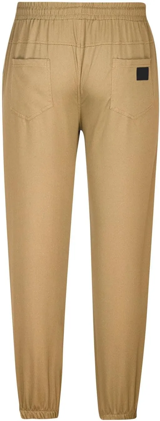 Mens Casual Pants Elastic Waist Loose Fit Cinch Bottom Trousers Plus Size Stretch Drawstring Active Pants with Pocket