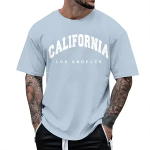 Mens Casual T-Shirt Summer Work Sports Short Sleeve Shirts Fashion Cotton Print Oversize Comfortable Round Neck Tees