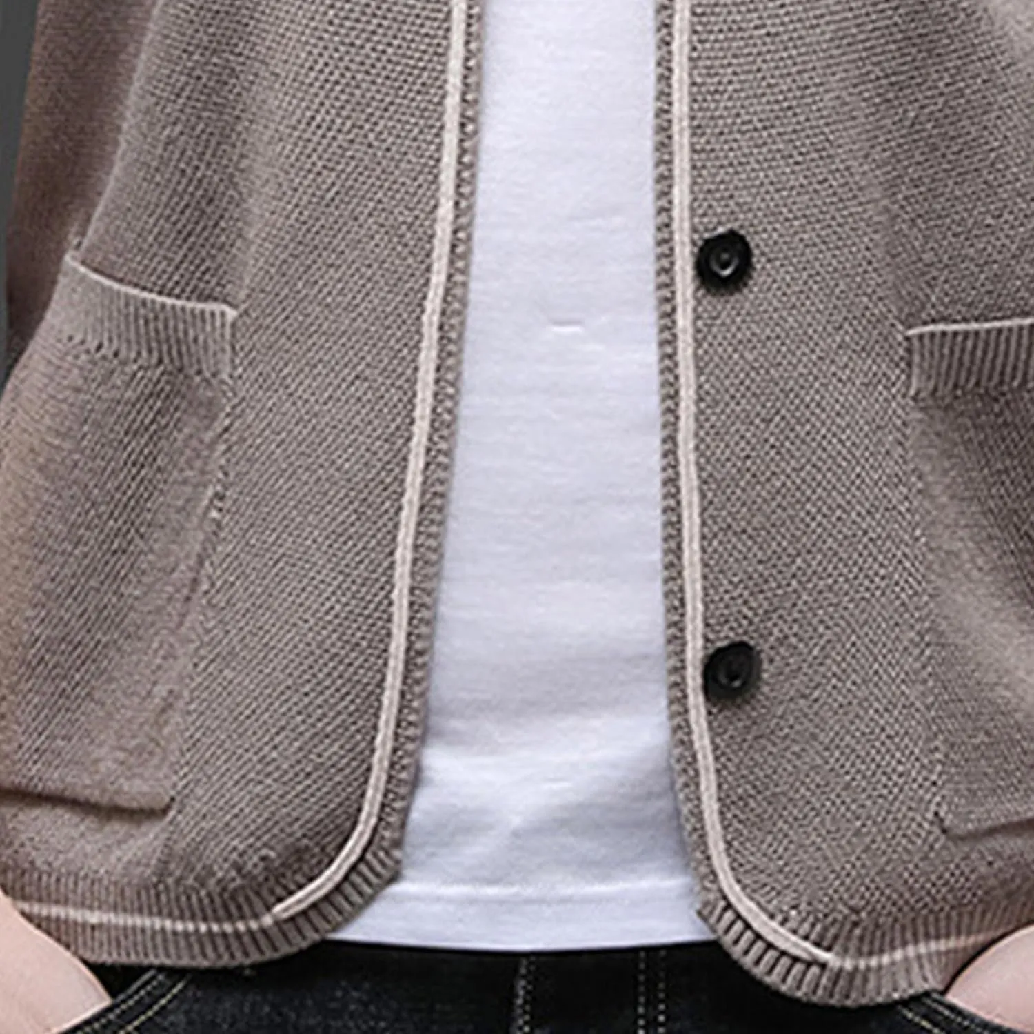 Men's Collar Knitted Cardigan Button Down Male Knits with Pockets Winter Long Sleeve Knit Cardigans