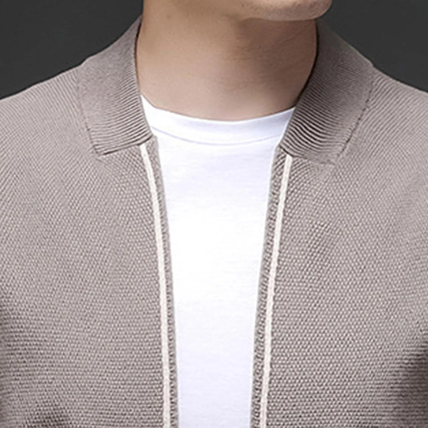 Men's Collar Knitted Cardigan Button Down Male Knits with Pockets Winter Long Sleeve Knit Cardigans