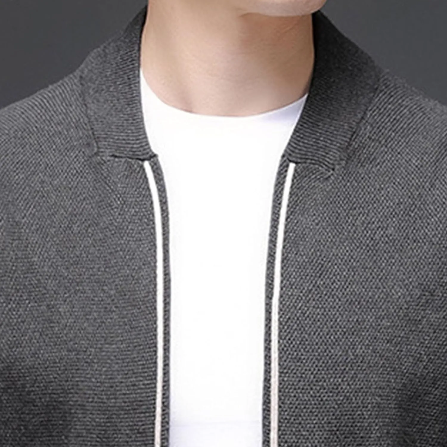 Men's Collar Knitted Cardigan Button Down Male Knits with Pockets Winter Long Sleeve Knit Cardigans