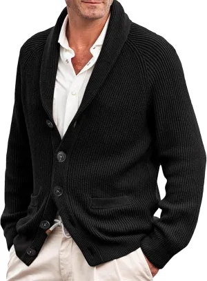 Men's Collar Knitted Cardigan Lightweight Button Down Male Knits Jackets Casual Long Sleeve Knit Cardigans Coat