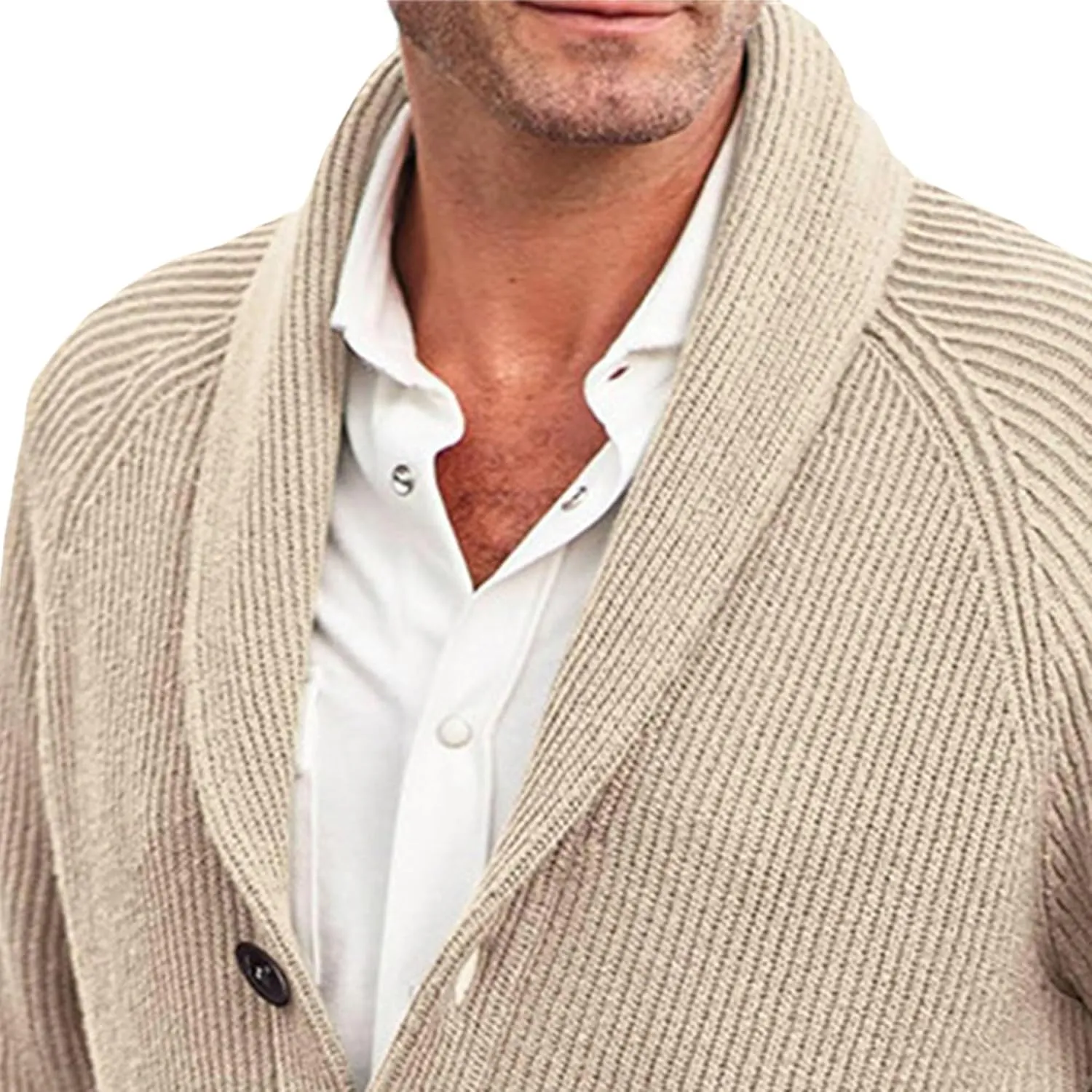 Men's Collar Knitted Cardigan Lightweight Button Down Male Knits Jackets Casual Long Sleeve Knit Cardigans Coat