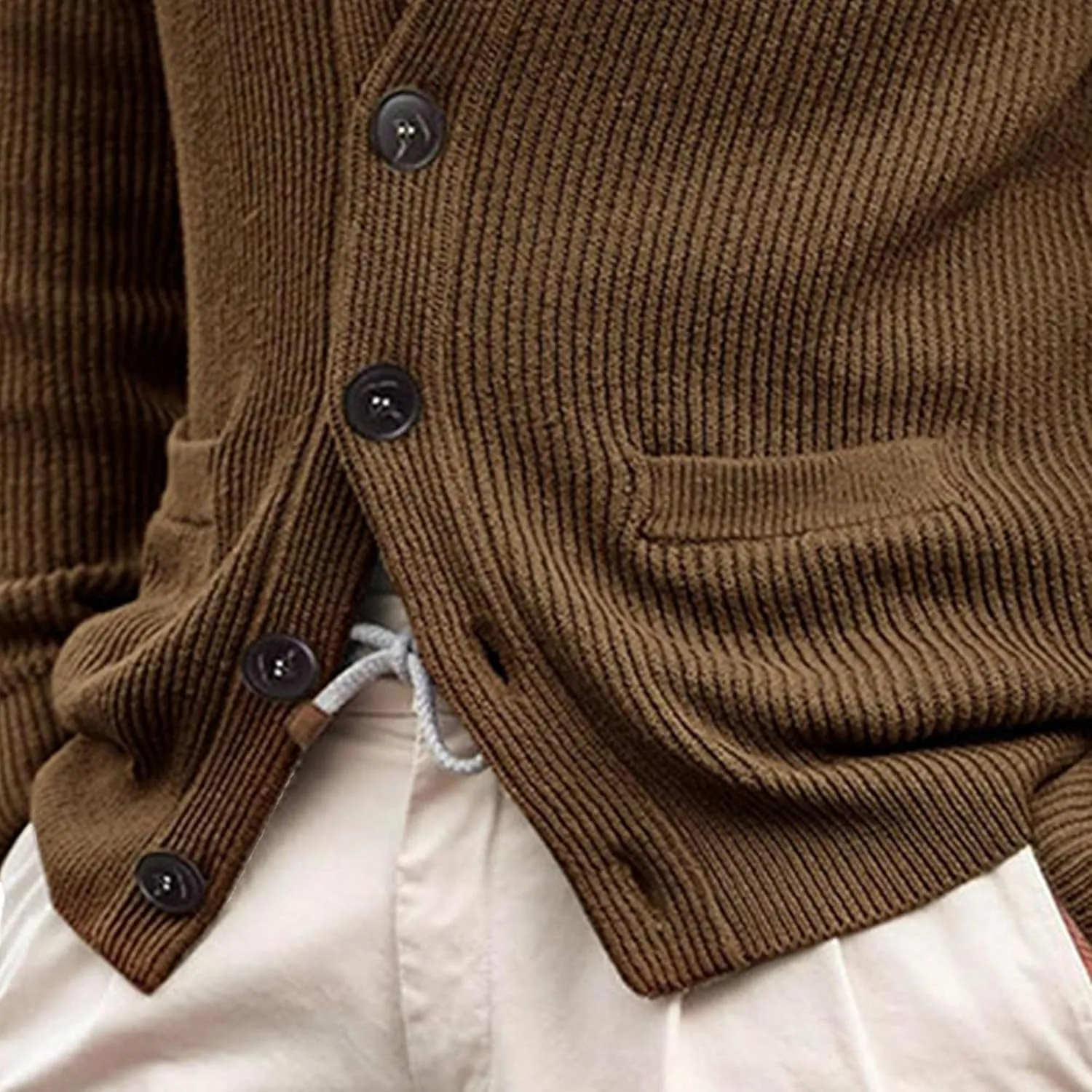 Men's Collar Knitted Cardigan Lightweight Button Down Male Knits Jackets Casual Long Sleeve Knit Cardigans Coat