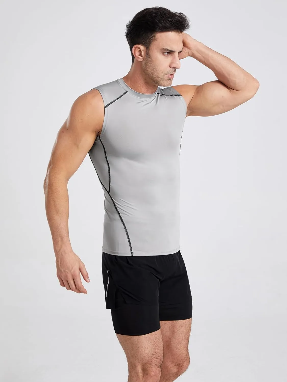 Men's Dry Fit Workout Tank Top Muscle Sleeveless Shirts for Men Compression Tank Top Gym Bodybuilding Running