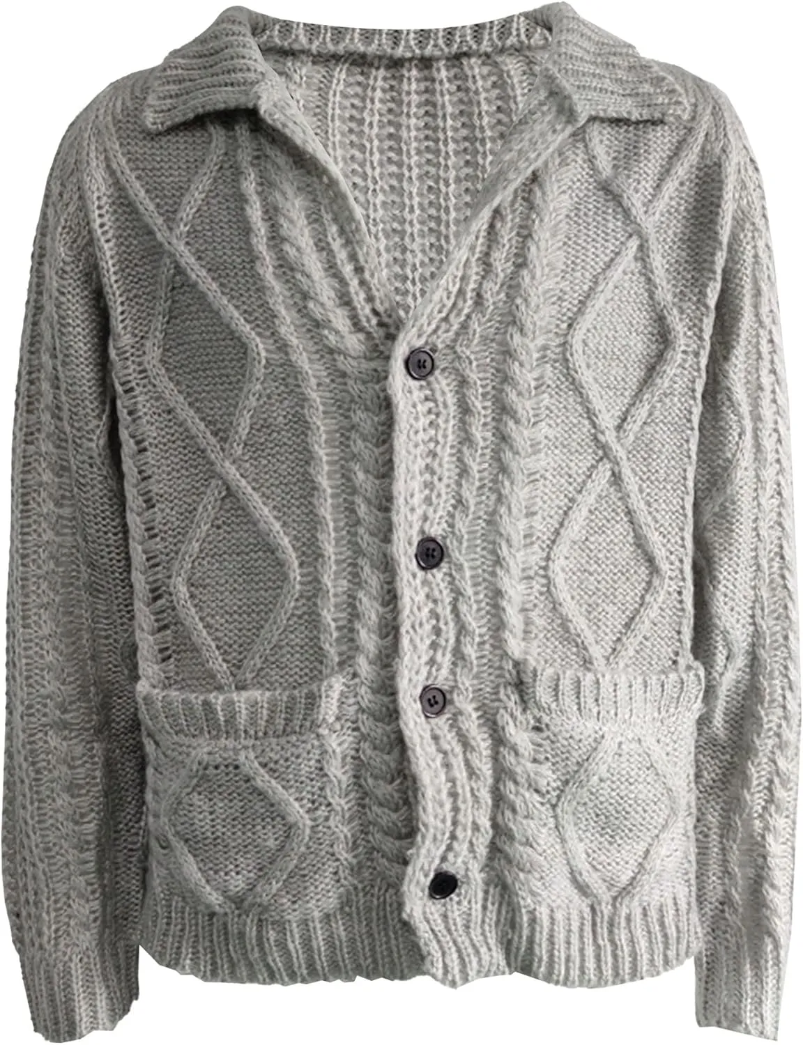 Men's Lapel Knitted Cardigan Button Down Male Knit Sweater Coat Solid Long Sleeve Knits Sweaters Coats