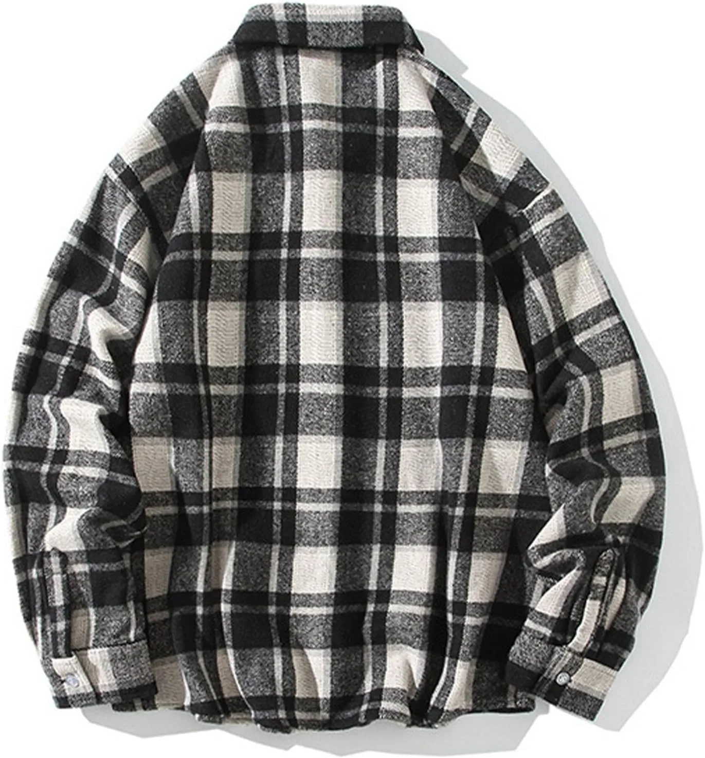 Mens Lapel Shirts Fashion Plaid Print Button Down Shirts Teen Loose Cotton Long Sleeve Blouse Fall Flannel Shirt Tops