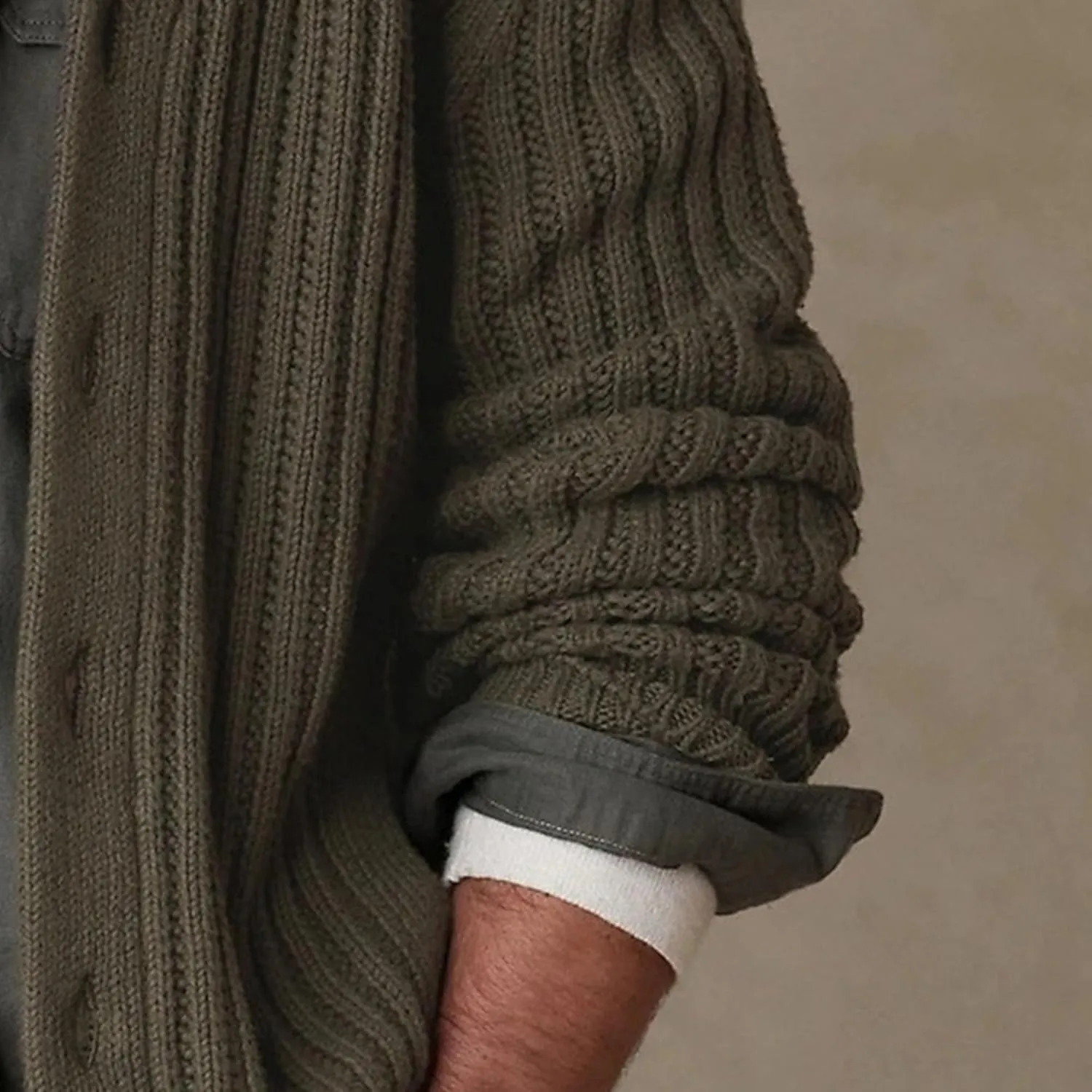 Mens Laple Knitted Cardigan Winter Long Sleeve Male Knit Sweater Jacket Slim Fit Button Down Knits Cardigans