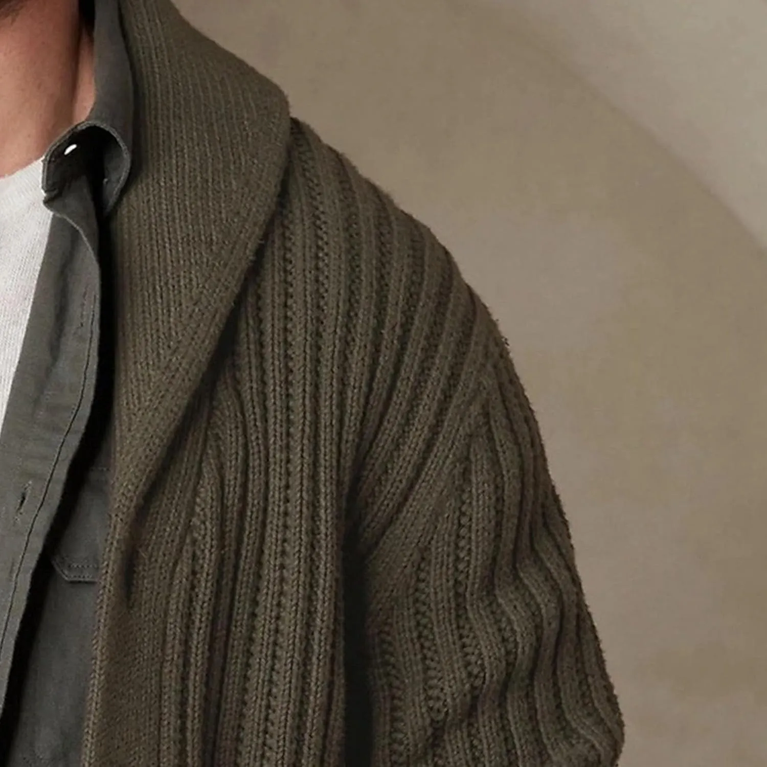 Mens Laple Knitted Cardigan Winter Long Sleeve Male Knit Sweater Jacket Slim Fit Button Down Knits Cardigans