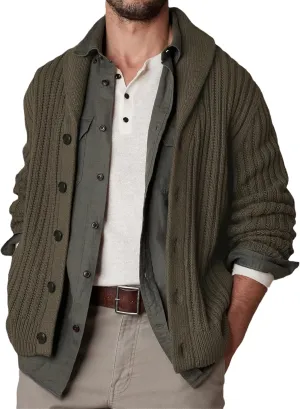 Mens Laple Knitted Cardigan Winter Long Sleeve Male Knit Sweater Jacket Slim Fit Button Down Knits Cardigans