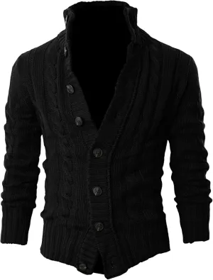 Men's Lightweight Knitted Sweater Jacket Casual Shawl Collar Men Knit Jackets Button Down Knits Cardigans Coat