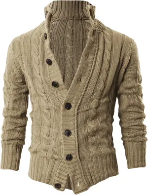 Men's Lightweight Knitted Sweater Jacket Casual Shawl Collar Men Knit Jackets Button Down Knits Cardigans Coat