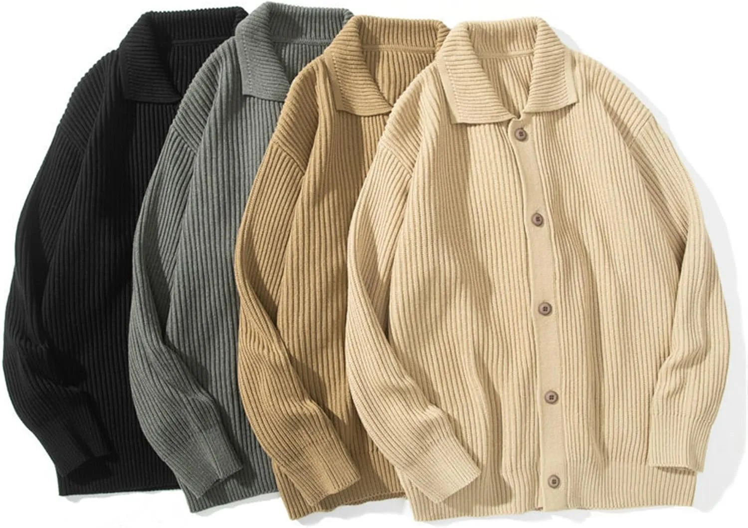 Mens Long Sleeve Knit Cardigan Button Down Male Knitted Sweater Casual Solid Color Knits Sweaters Coat