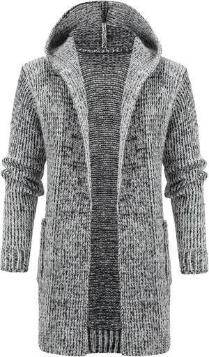 Men's Medium Length Knitted Sweater Jacket Fit Button Down Knits Jackets Hooded Men Knit Cardigan Sweaters Coat