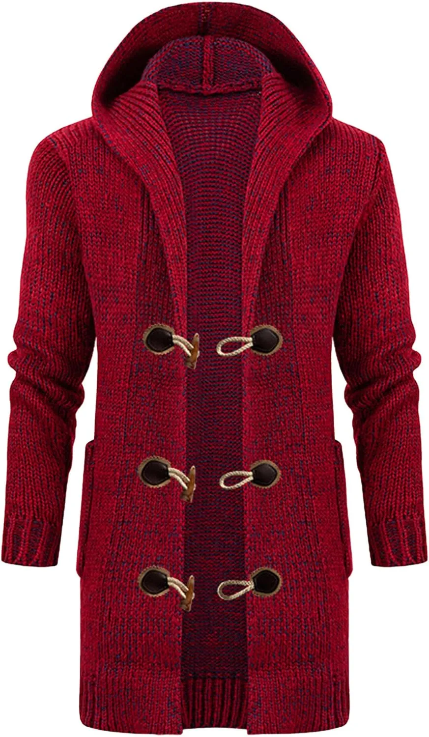 Men's Medium Length Knitted Sweater Jacket Fit Button Down Knits Jackets Hooded Men Knit Cardigan Sweaters Coat