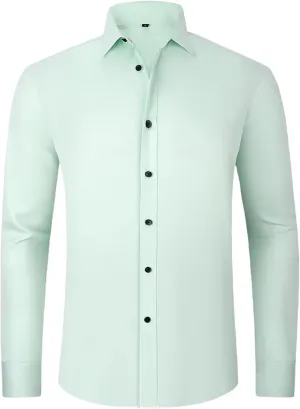 Men's Micro Elastic Non-Iron Slim Fit Long Sleeve Shirt Solid Color Work Social Top