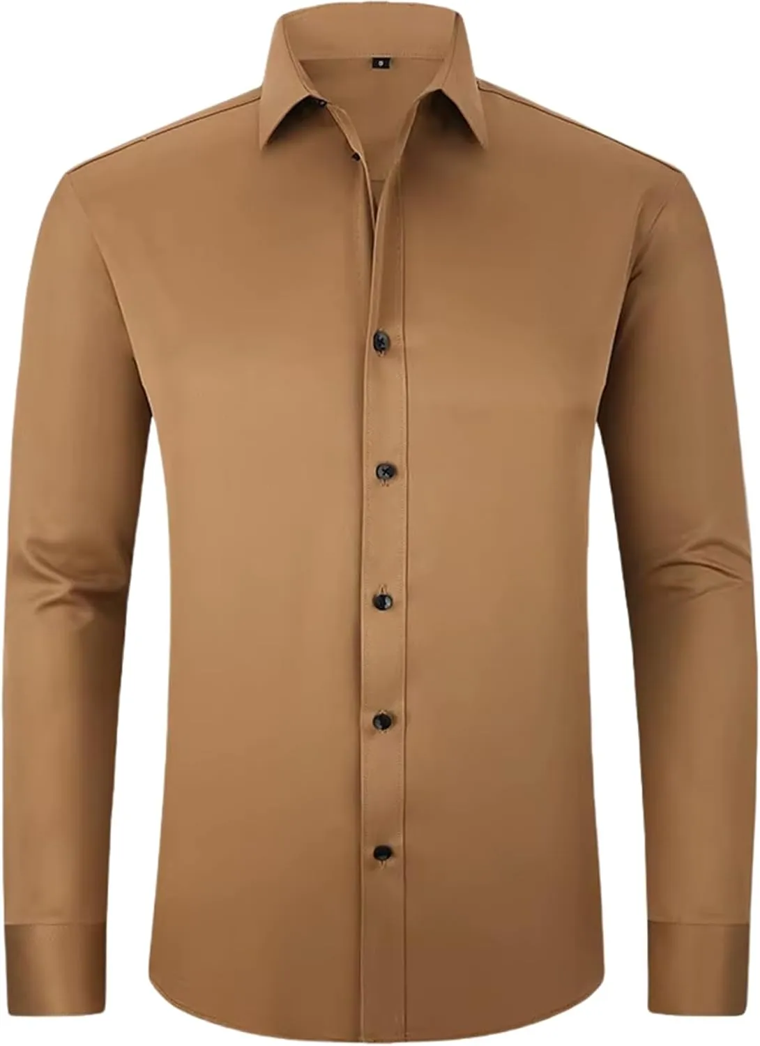 Men's Micro Elastic Non-Iron Slim Fit Long Sleeve Shirt Solid Color Work Social Top