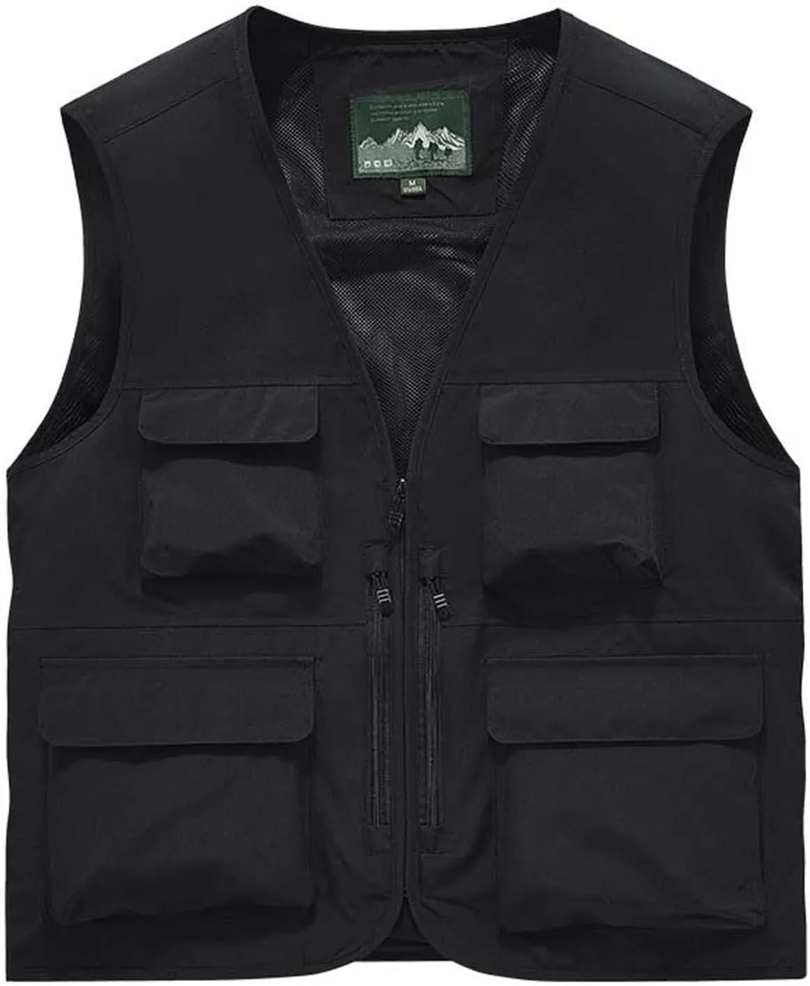 Mens Outdoor Work Safari Fishing Vest Casual Lightweight Zip Up Travel Cargo Vest Sleeveless Quick Dry Utility Jacket