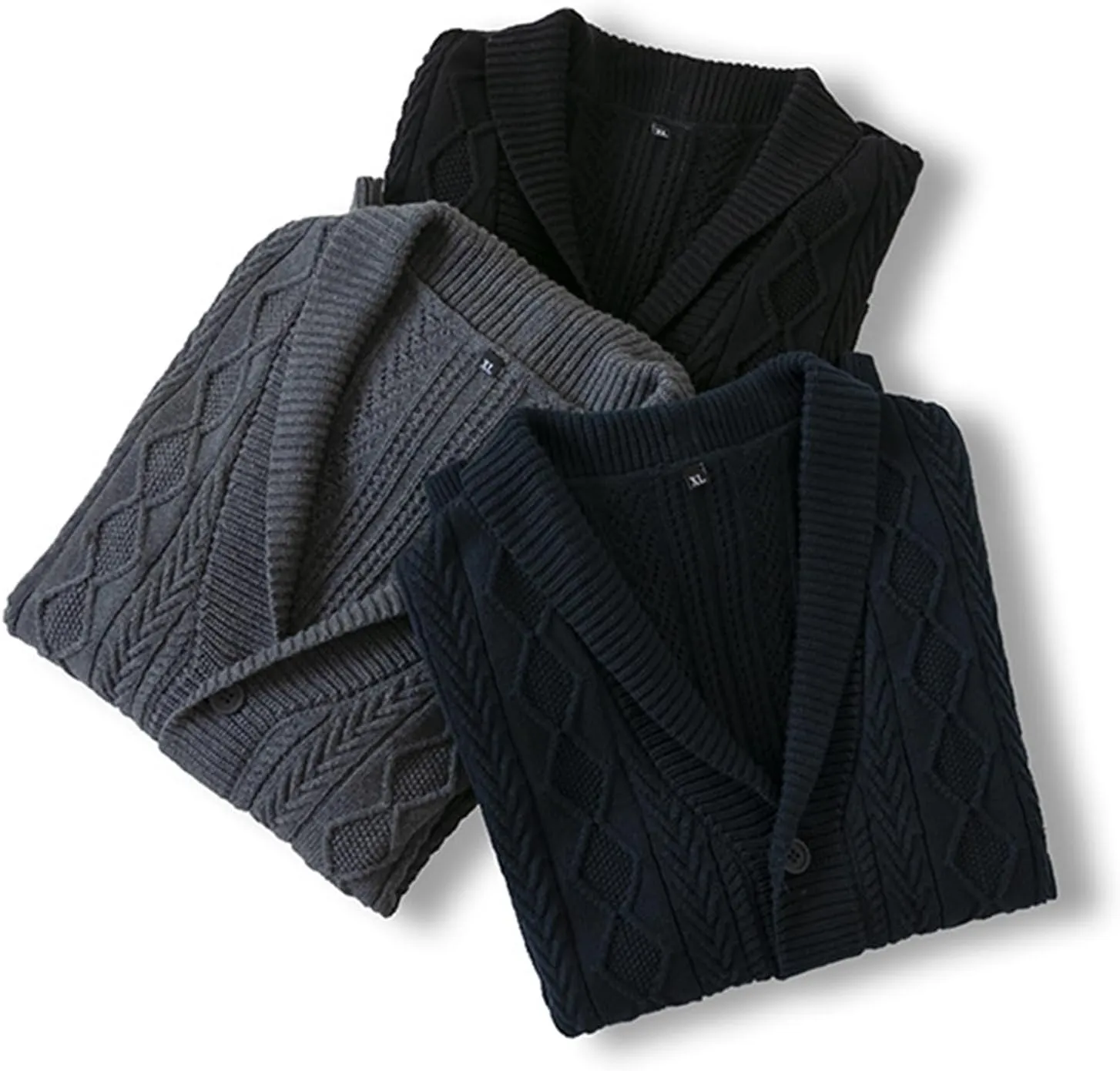 Men's Pocket Knitted Sweater Jacket Casual Button Down Men Knit Sweaters Coat Shawl Collar Knits Cardigan