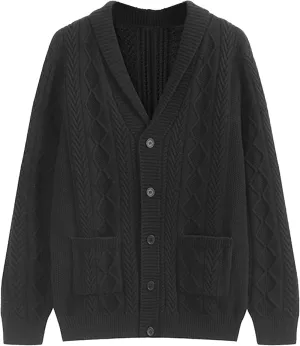 Men's Pocket Knitted Sweater Jacket Casual Button Down Men Knit Sweaters Coat Shawl Collar Knits Cardigan