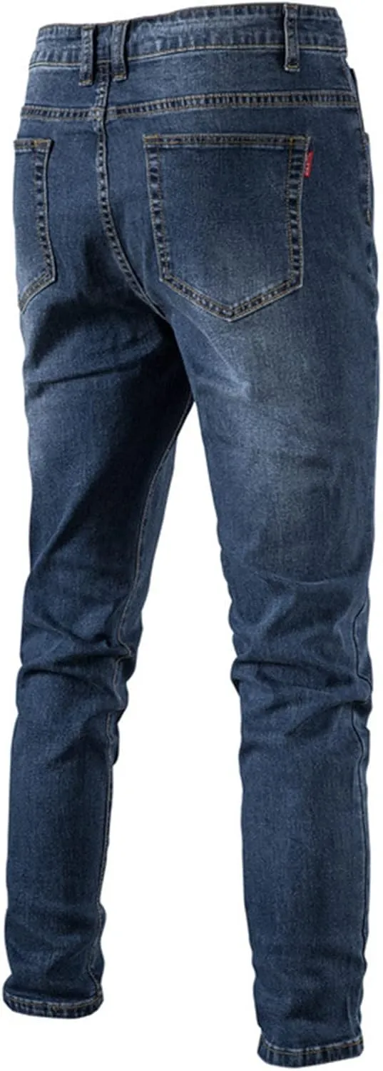 Men's Skinny Slim Fit Stretch Straight Leg Fashion Jeans Pants Relaxed Fit Distressed Destroyed Denim Pants
