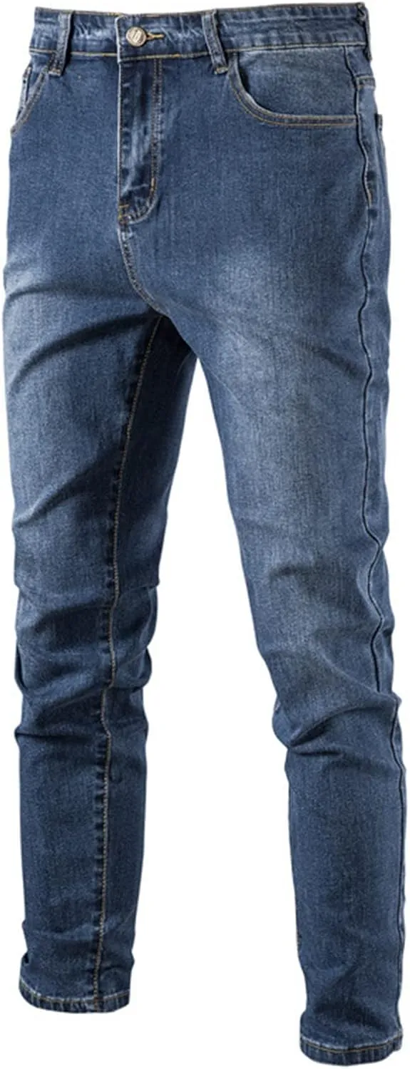Men's Skinny Slim Fit Stretch Straight Leg Fashion Jeans Pants Relaxed Fit Distressed Destroyed Denim Pants