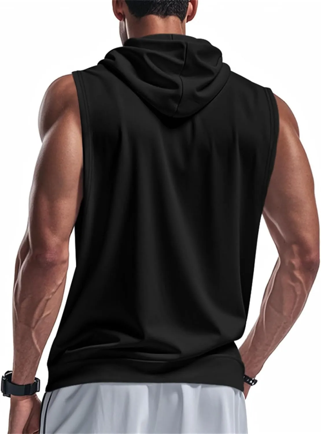 Mens Sleeveless Hooded Tank Tops Workout Zip Up Gym Fitness Training Shirts Muscle Cut Off T Shirt Bodybuilding Vests
