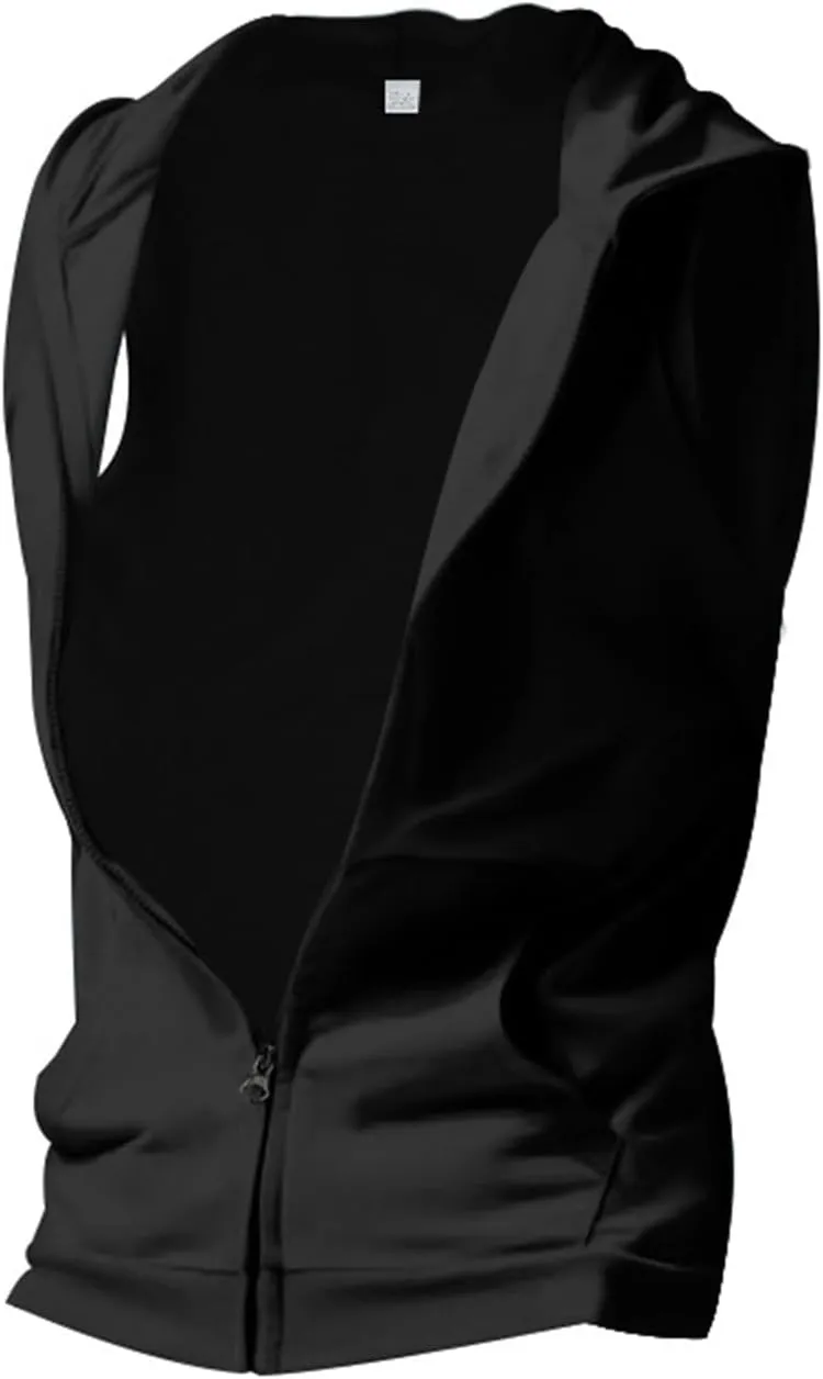 Mens Sleeveless Hooded Tank Tops Workout Zip Up Gym Fitness Training Shirts Muscle Cut Off T Shirt Bodybuilding Vests