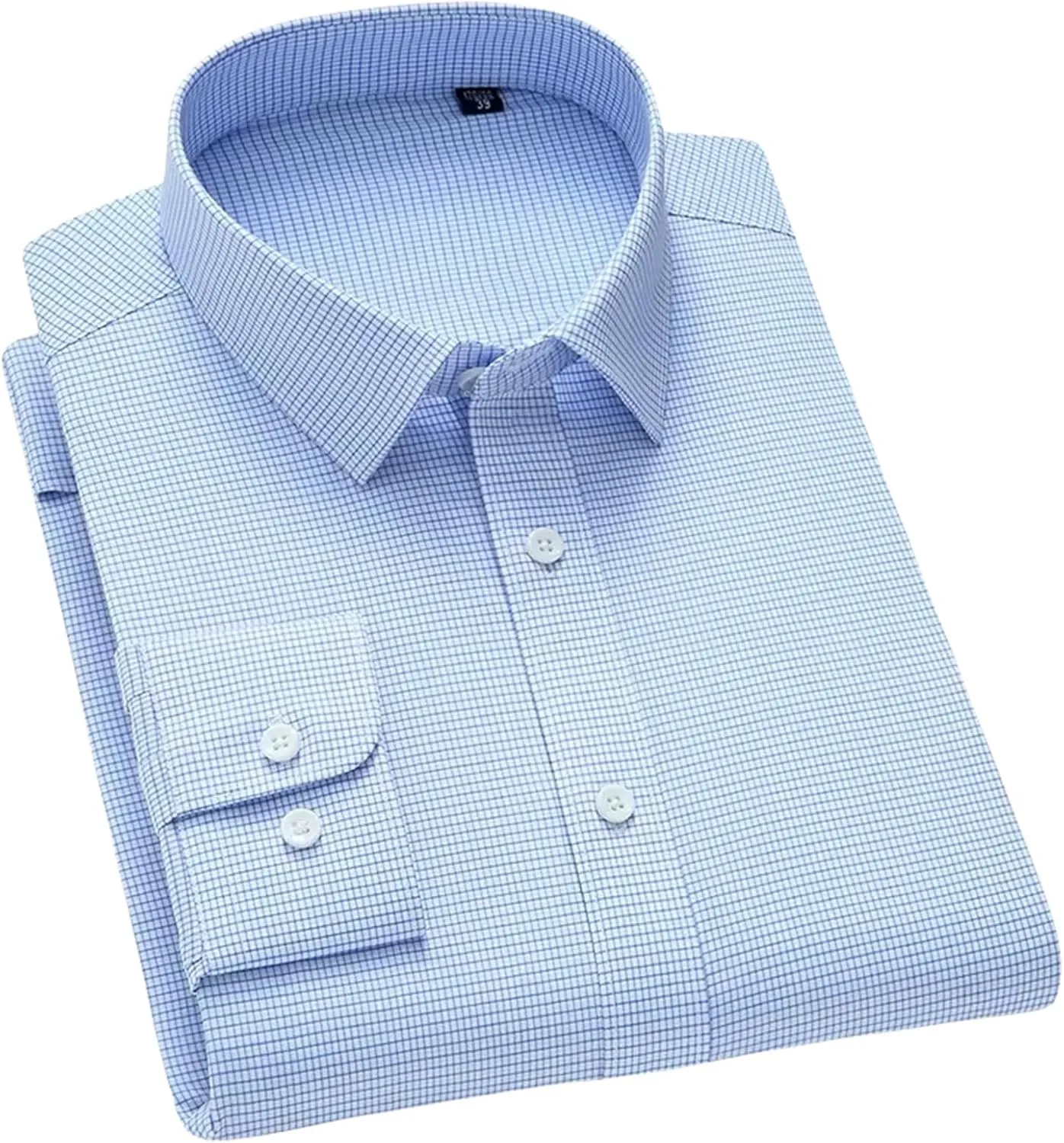 Men's Slim Fit Anti-Wrinkle Long Sleeve Stripe Social Shirt White Non-Iron Top