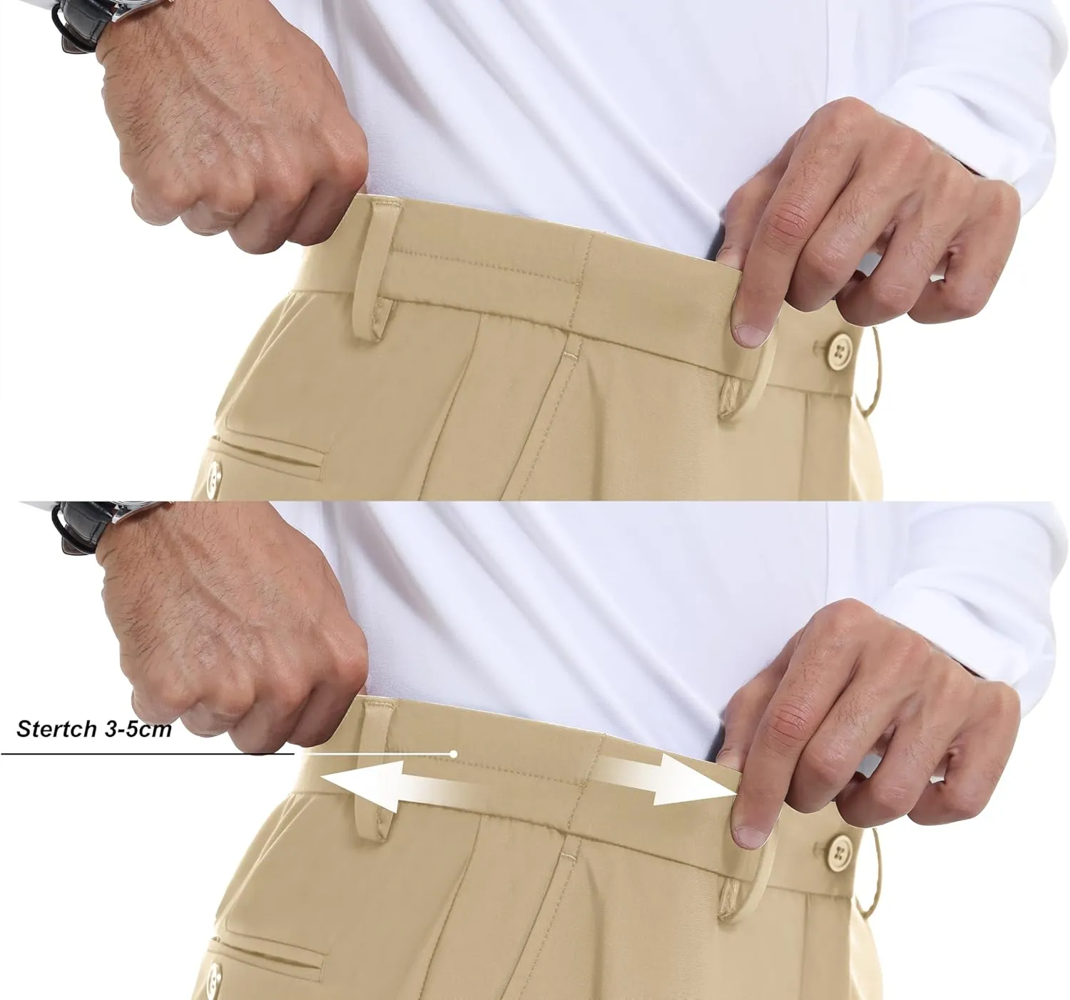 Mens Stretch Dress Pants Slim Fit Dress Pants for Men Expandable Waist Dress Pants Casual Athletic Golf Pants