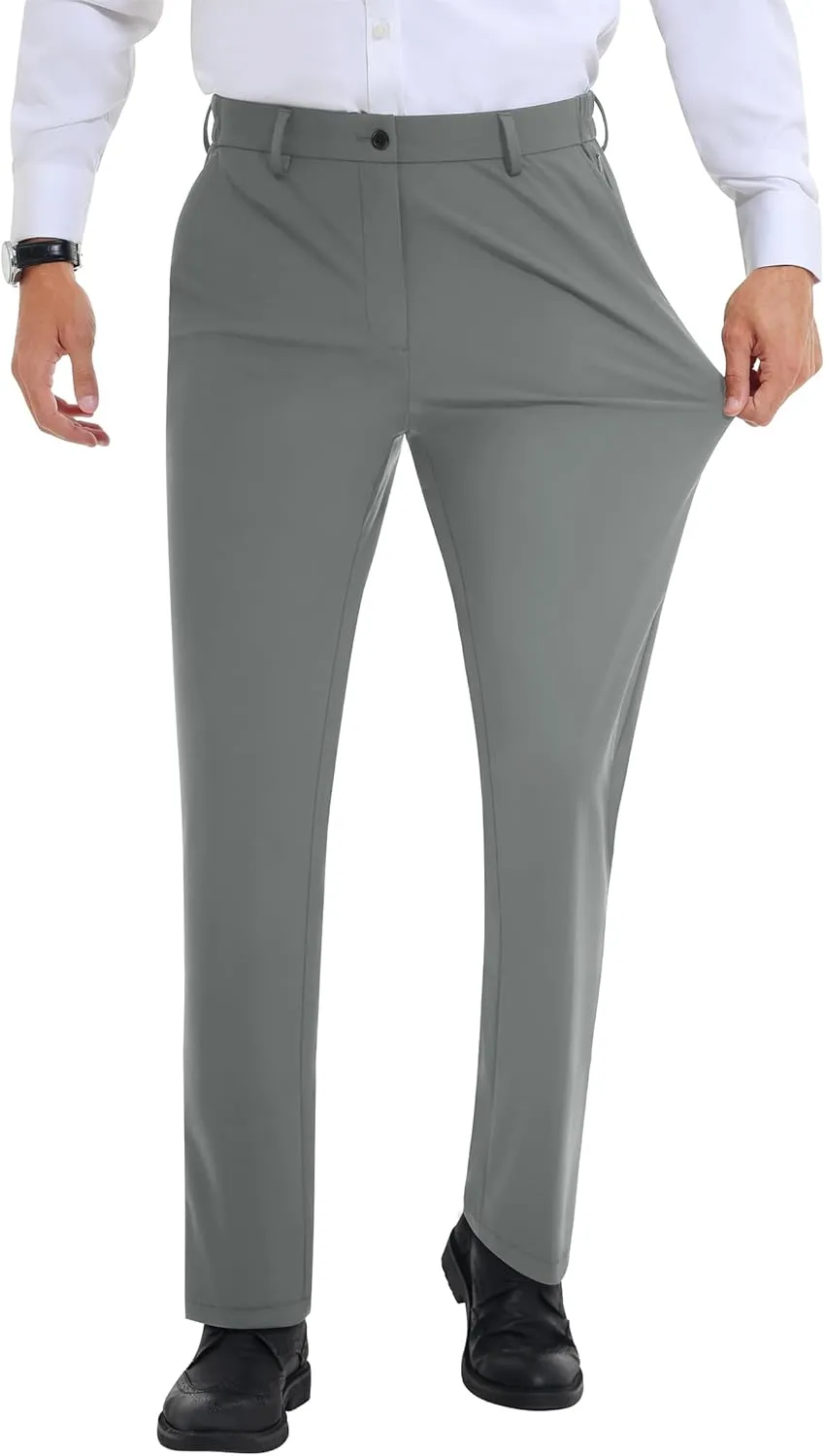 Mens Stretch Dress Pants Slim Fit Dress Pants for Men Expandable Waist Dress Pants Casual Athletic Golf Pants