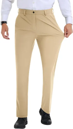 Mens Stretch Dress Pants Slim Fit Dress Pants for Men Expandable Waist Dress Pants Casual Athletic Golf Pants