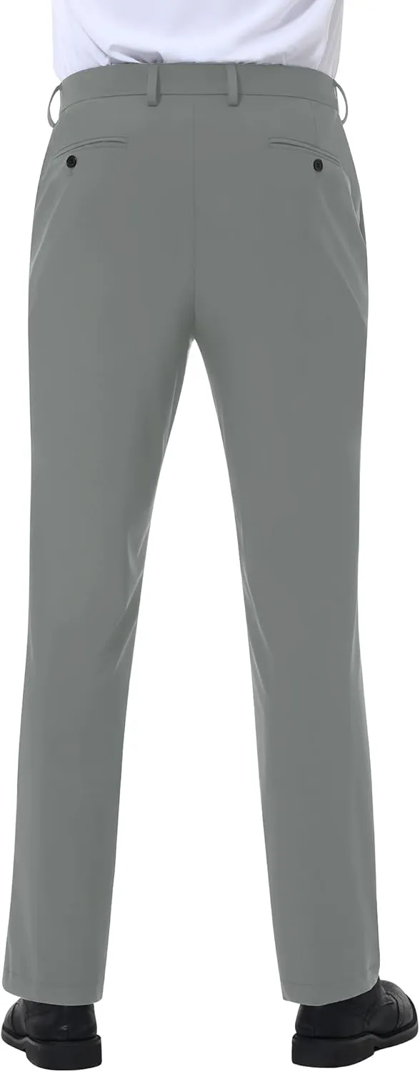 Mens Stretch Dress Pants Slim Fit Dress Pants for Men Expandable Waist Dress Pants Casual Athletic Golf Pants
