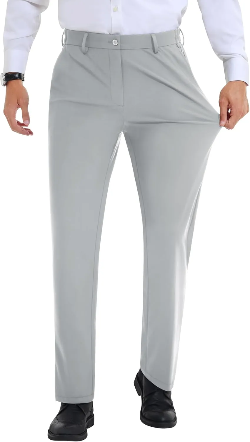 Mens Stretch Dress Pants Slim Fit Dress Pants for Men Expandable Waist Dress Pants Casual Athletic Golf Pants