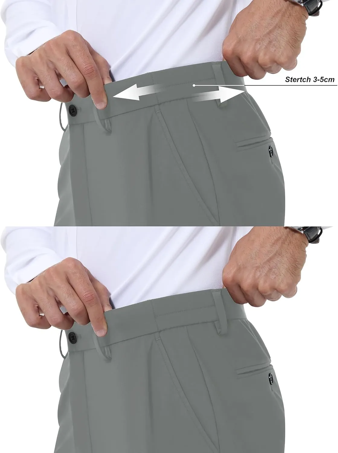 Mens Stretch Dress Pants Slim Fit Dress Pants for Men Expandable Waist Dress Pants Casual Athletic Golf Pants