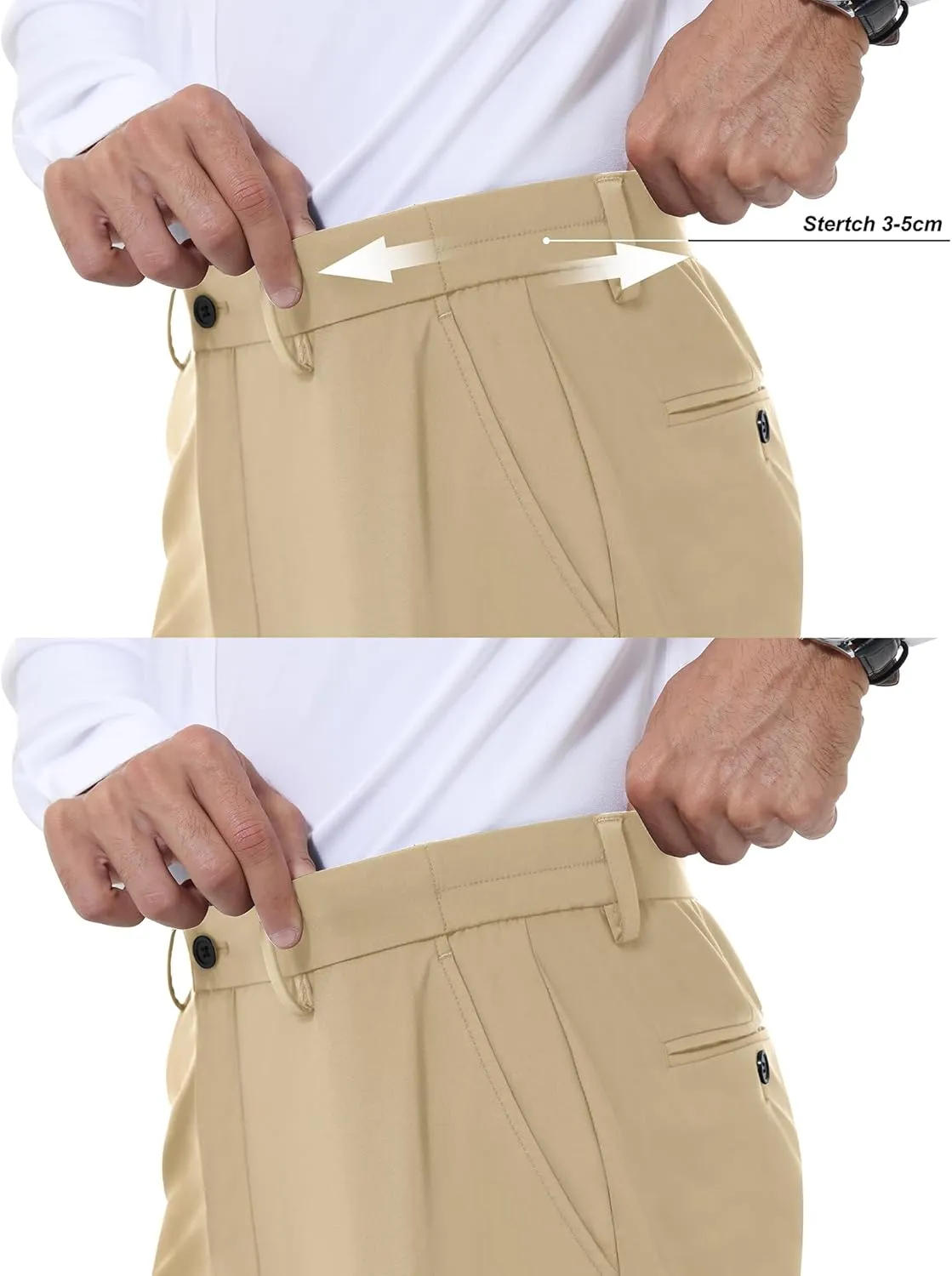 Mens Stretch Dress Pants Slim Fit Dress Pants for Men Expandable Waist Dress Pants Casual Athletic Golf Pants