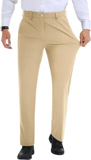 Mens Stretch Dress Pants Slim Fit Dress Pants for Men Expandable Waist Dress Pants Casual Athletic Golf Pants