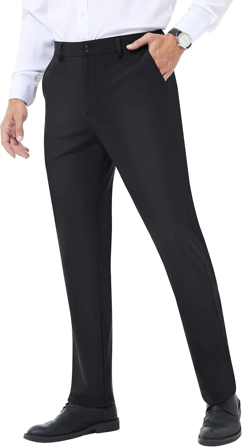 Mens Stretch Dress Pants Slim Fit Dress Pants for Men Expandable Waist Dress Pants Casual Athletic Golf Pants