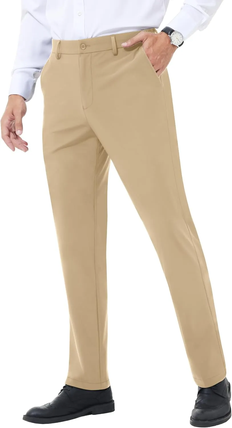 Mens Stretch Dress Pants Slim Fit Dress Pants for Men Expandable Waist Dress Pants Casual Athletic Golf Pants