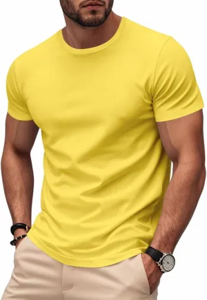 Mens Summer T-Shirts Short Sleeve Casual Crew Neck Soft Breathable Tees for Gym Daily Wear Travel 2025 Summer Basic Tees