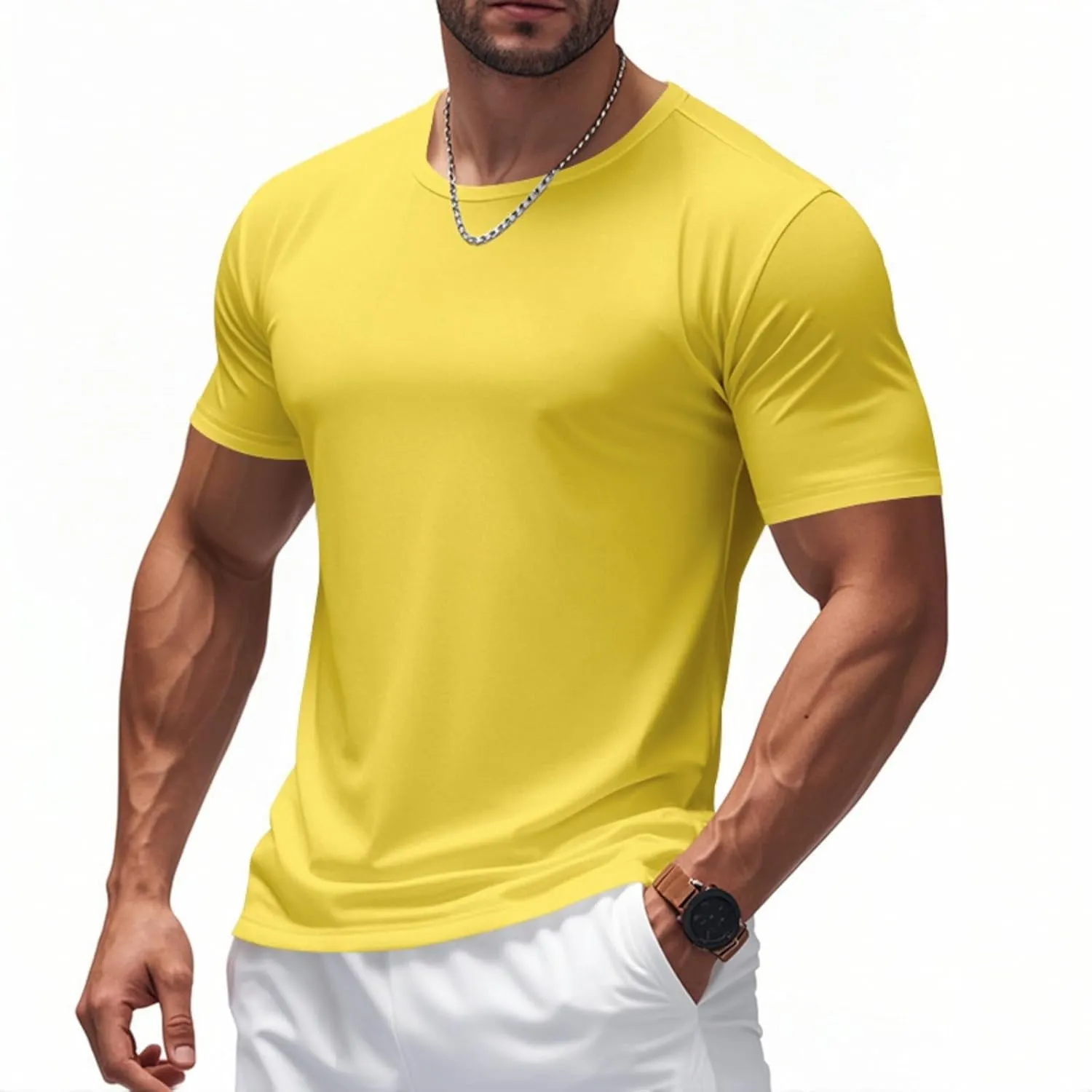 Mens Summer T-Shirts Short Sleeve Casual Crew Neck Soft Breathable Tees for Gym Daily Wear Travel 2025 Summer Basic Tees