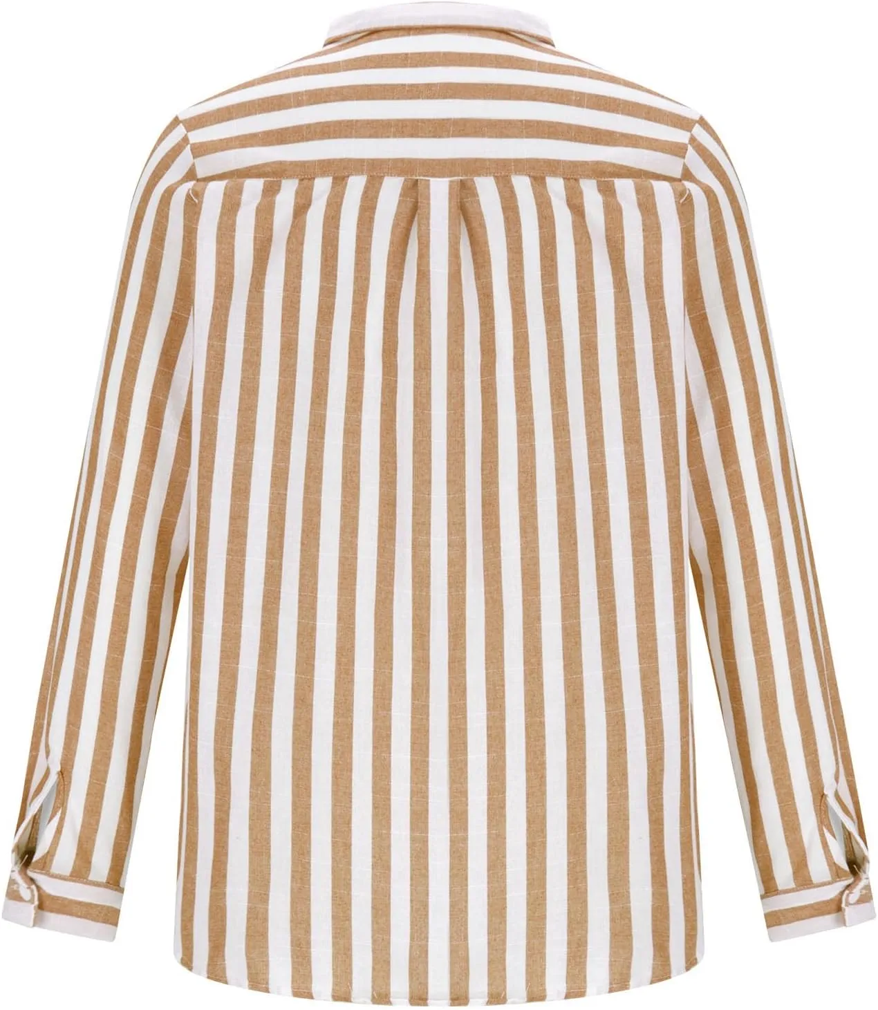 Mens T-Shirts Band Collar Striped Color Block Casual Button Shirt Tops Long Sleeve Trendy Cardigan Shirts with Pocket
