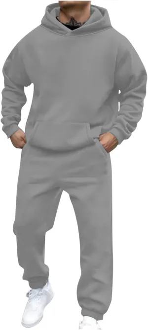 Men's Tracksuit 2 Piece Athletic Sweatsuits Sets Hooded Pullover and Elastic Waist Pants Casual Jogging Outfits