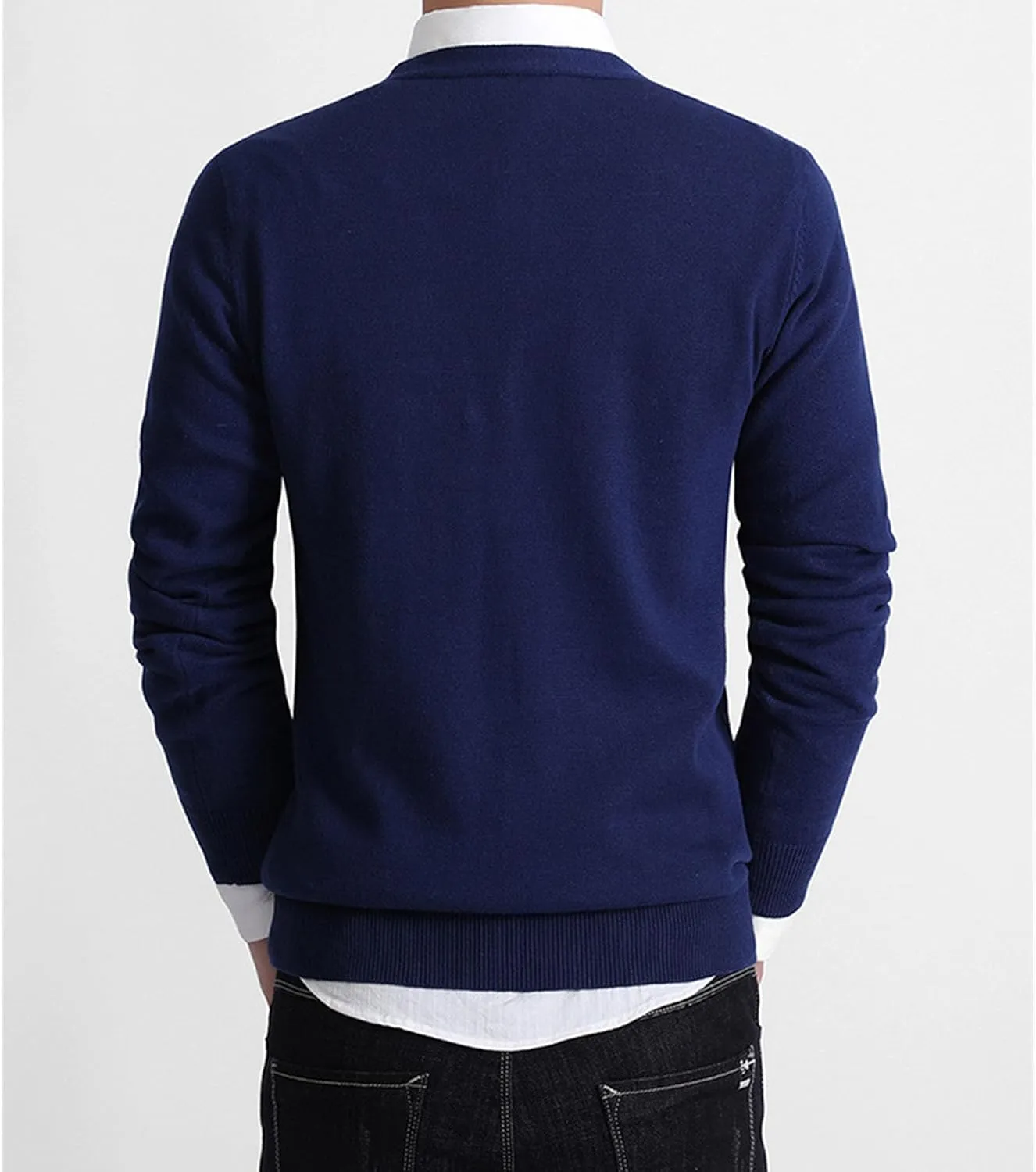 Men's V-Neck Knitted Cotton Jacket Casual Button Down Men Knit Sweaters Coat Lightweight Knits Cardigan Jackets