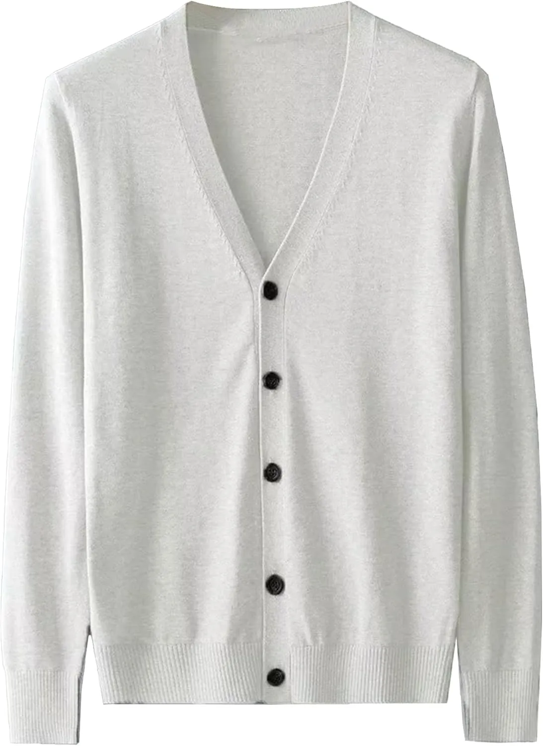 Men's V-Neck Knitted Jacket Lightweight Knit Button Down Male Sweaters Slim Long Sleeve Knits Cardigans